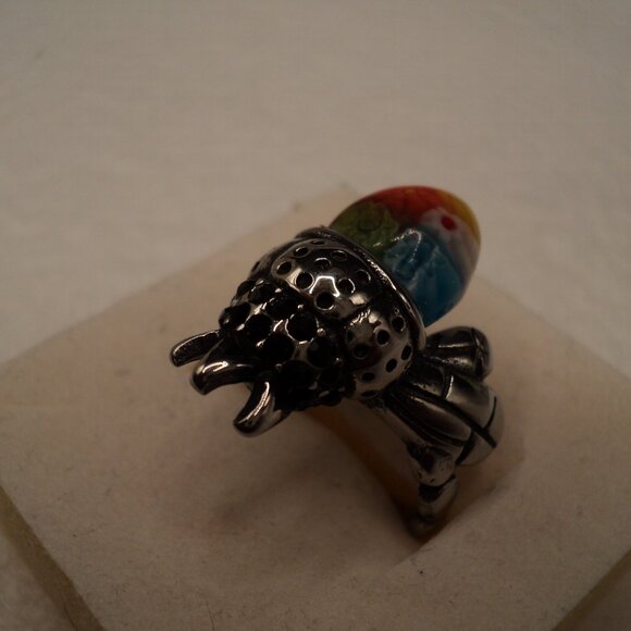 Bumblebee Murano style stainless steel ring size 8 POS166 - Picture 4 of 4